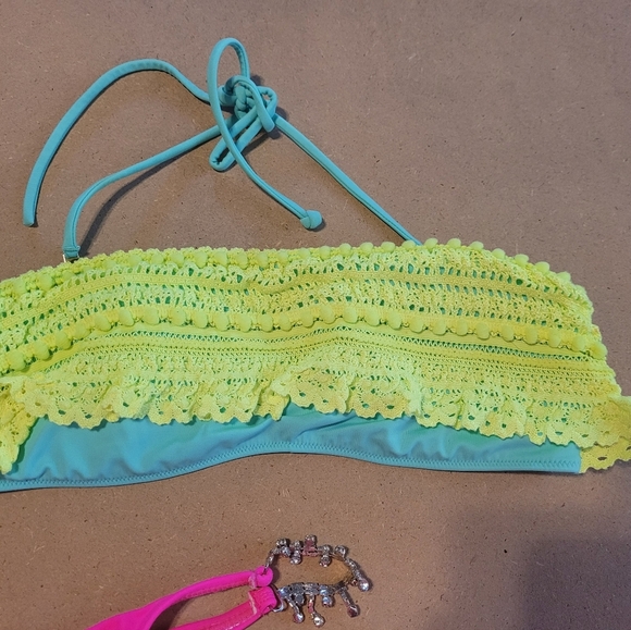 Victoria's Secret & Shein Neon Bikini Set - Pink, Orange Rhinestones Size Small - Picture 7 of 13